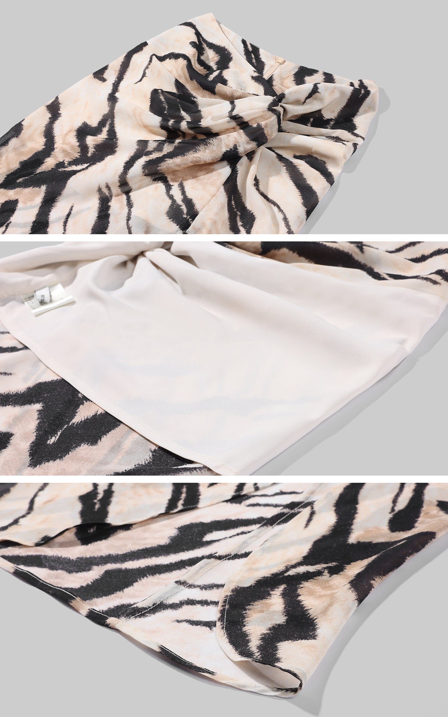 0122stepll Jupe longue asymétrique à imprimé zèbre drapée