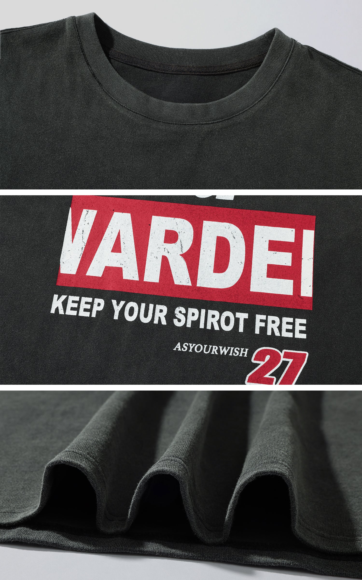WARDEN EDGE Washed Oversized Tee with Red Letter Print