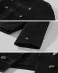 Hydrae Military Button Cropped Jacket & Low-Rise Wide-Leg Pants Two-Piece Set