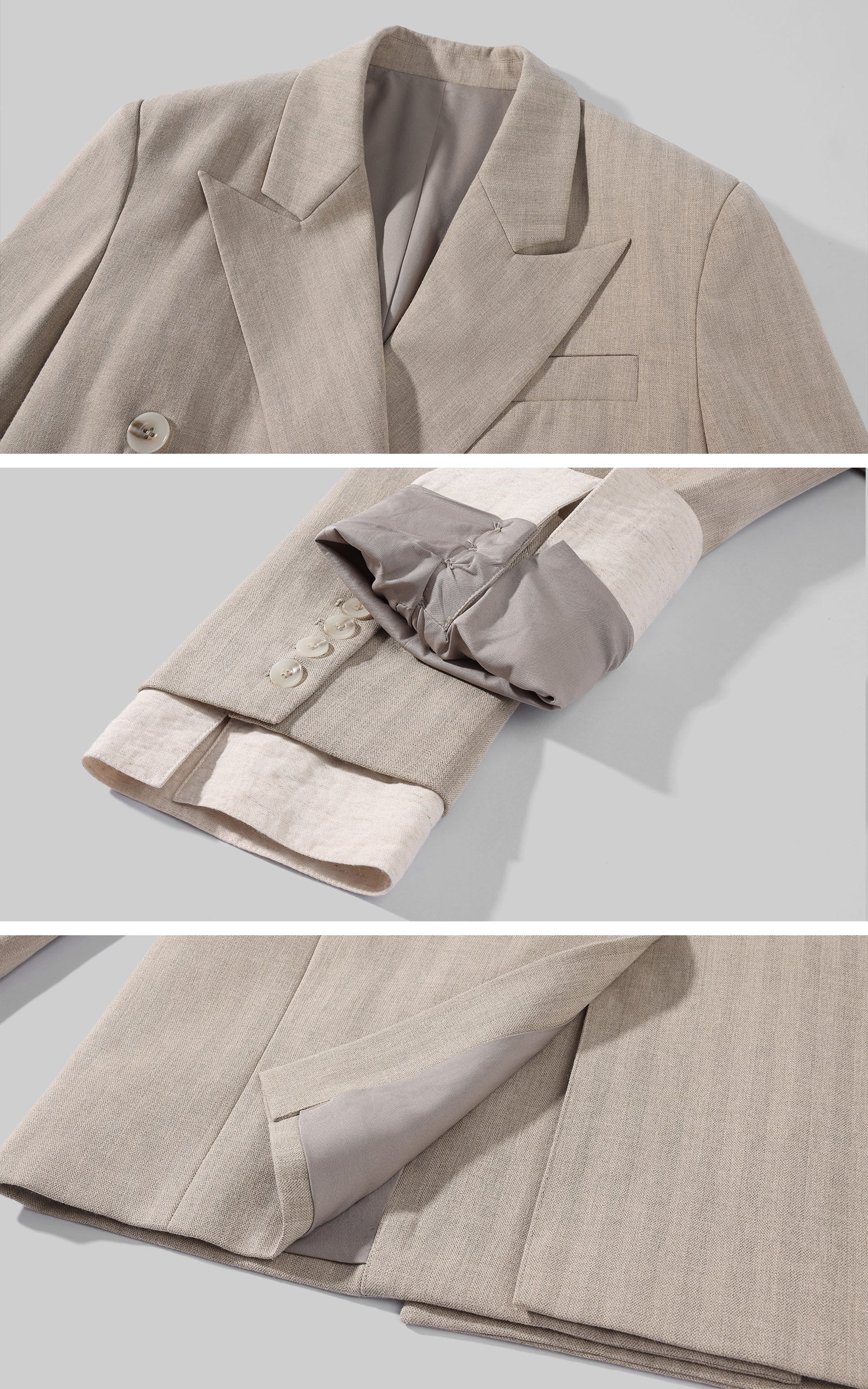 Rase le sol Layered Cuff Oversized Double-Breasted Blazer