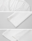 IAMXIAA Studded V-Neck Long Sleeve Tee