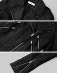 IAMXIAA Faux Leather Moto Jacket Cropped Fit with Zipper Details
