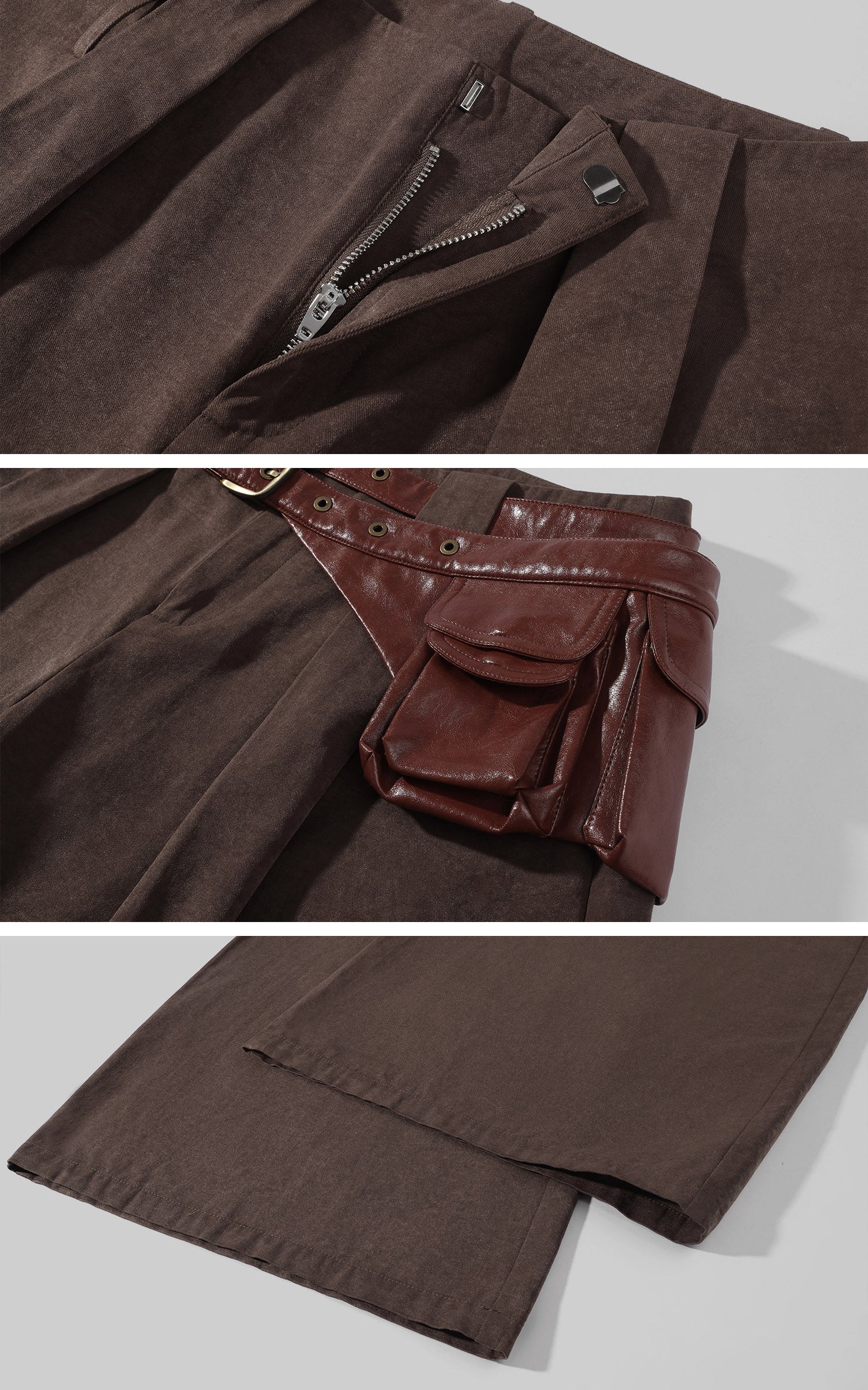 Rase le sol Layered Utility Belt Wide-Leg Pants