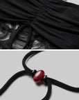 DOINDULGE Deconstructed Mesh Top with Beads and Raw Edge Detailing