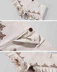 Hydrae Embroidered Low-Rise Ruffle Mini Shorts