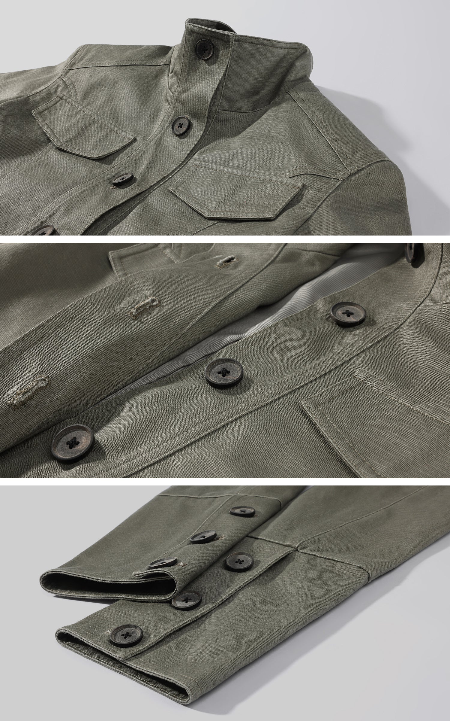 ROVENTE Cropped Stand Collar Utility Jacket