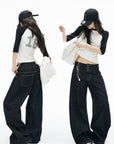 IAMXIAA Triple-Waist Wide-Leg Denim Jeans