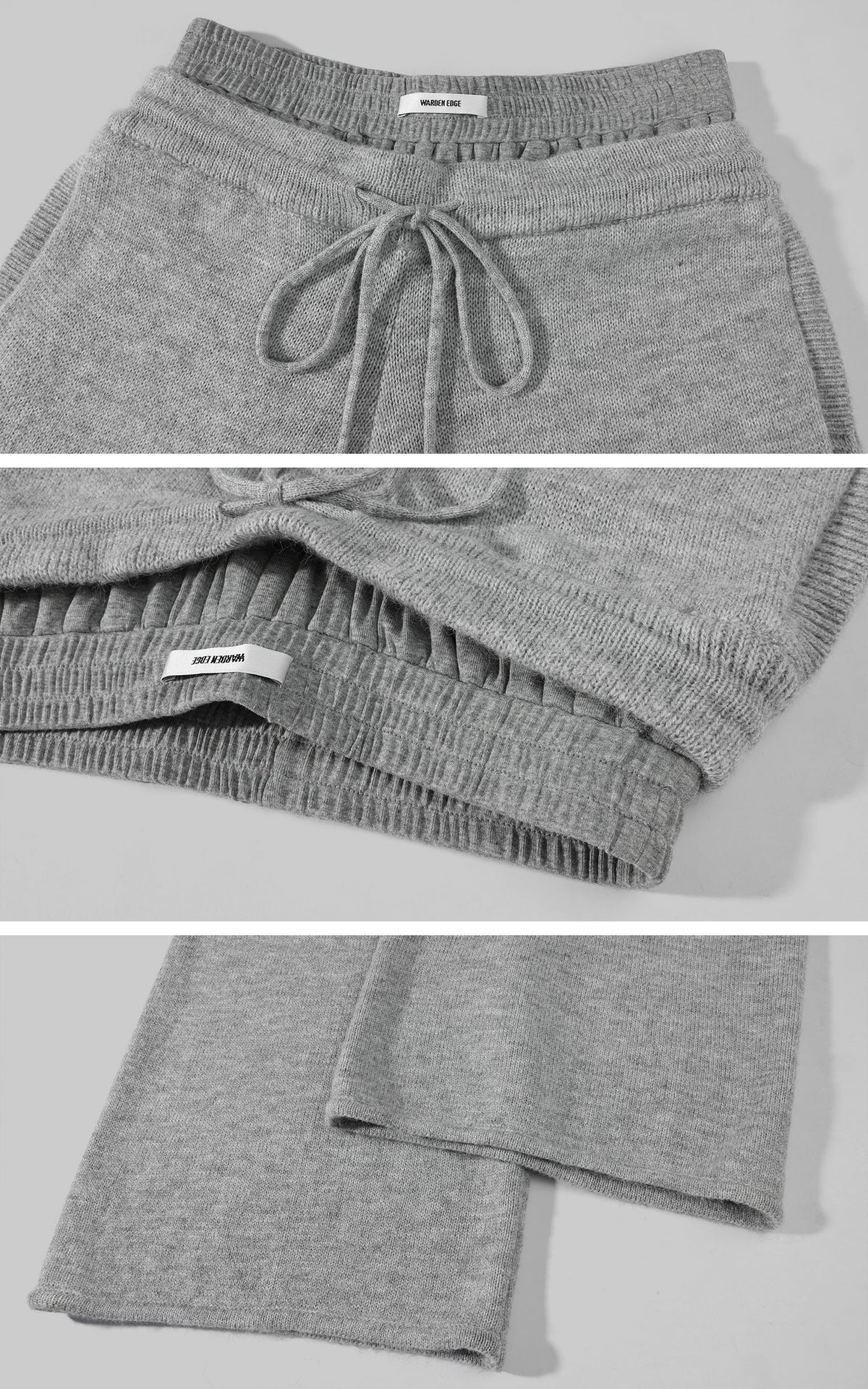 WARDEN EDGE Layered Waistband Wide-Leg Knit Pants