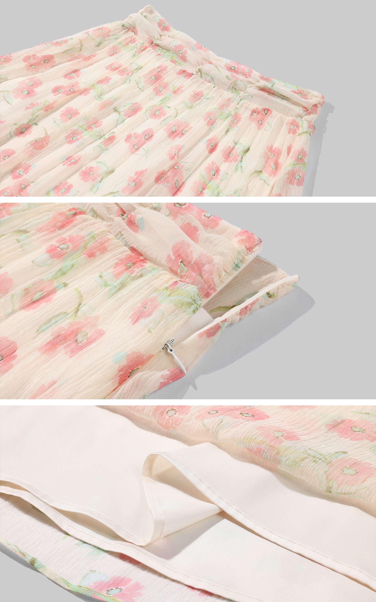 Hydrae Jupe midi vintage en chiffon à motif floral