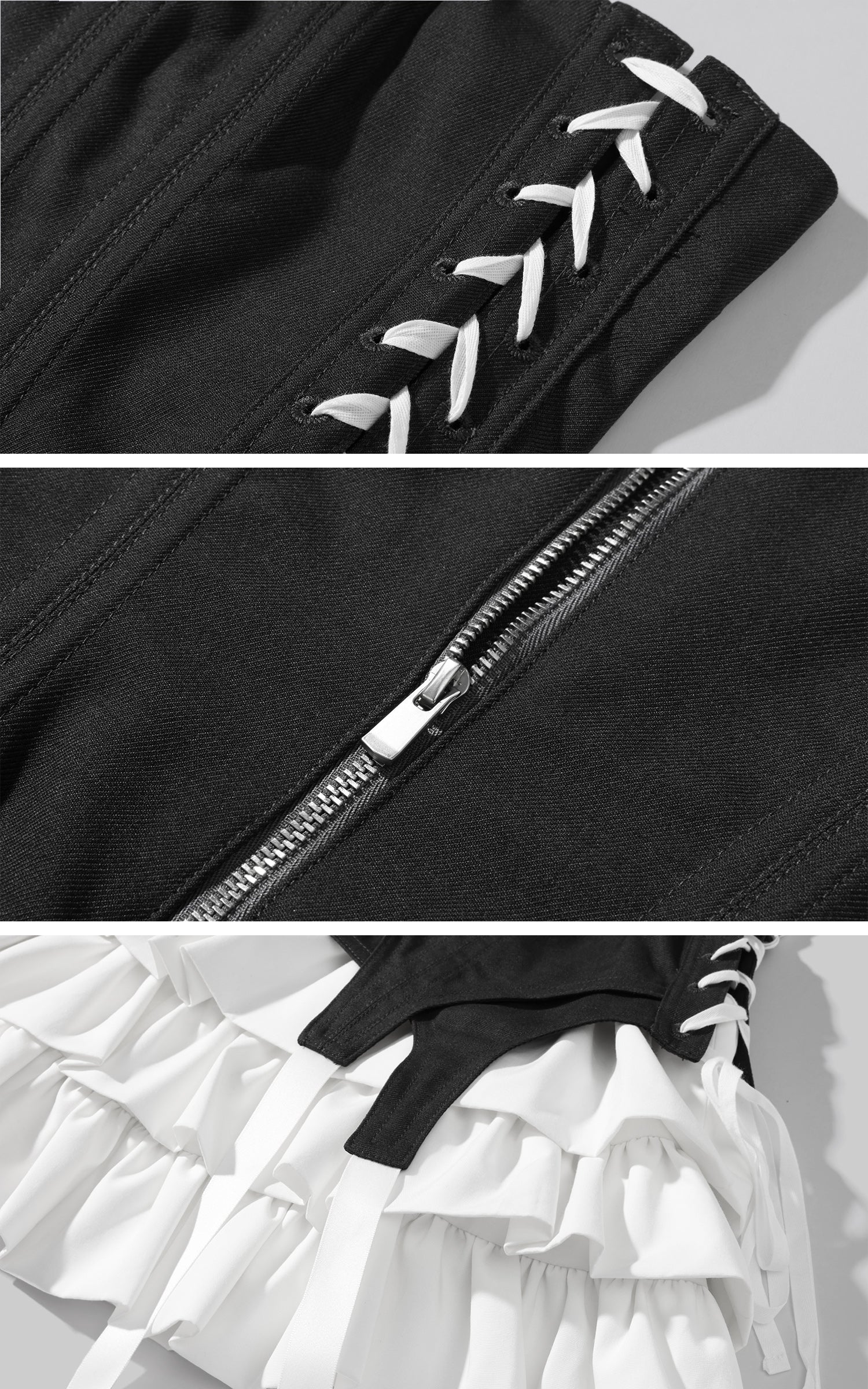 WARDEN EDGE Corset Dress with Tiered Pleated Hem and Side Lace-Up Detail - PINKPARKS