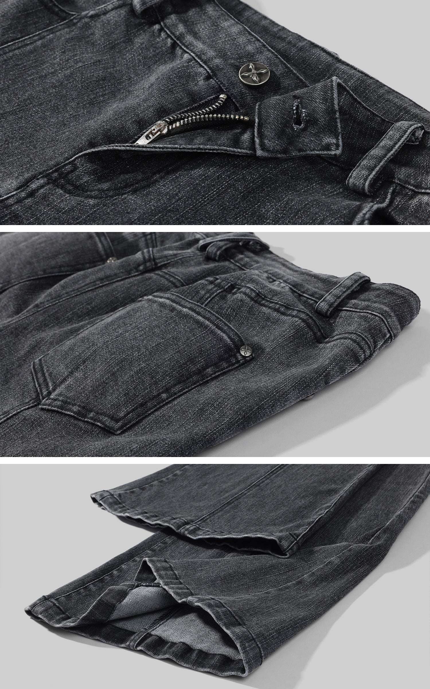 Rase le sol Dark Washed Flare Denim Pants with Slim Fit and Extended Bell Bottom Silhouette