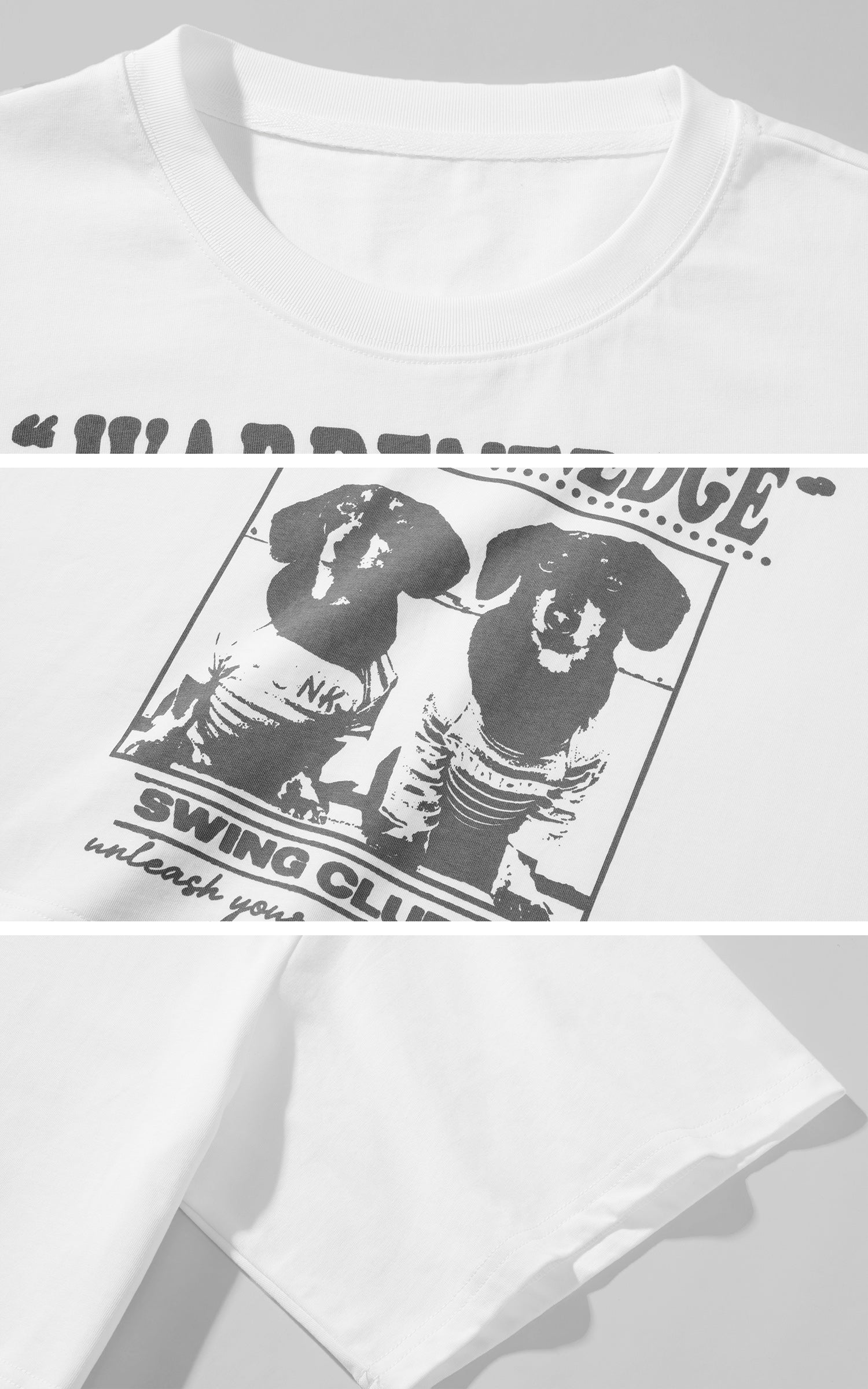 WARDEN EDGE Cropped Dog Graphic Tee with Vintage Street Edge - PINKPARKS