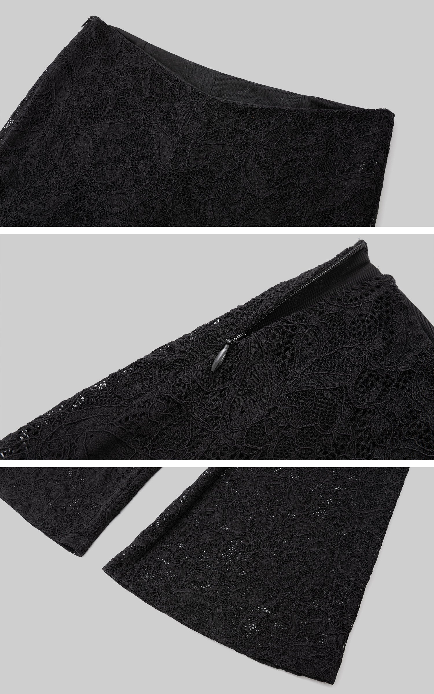 IAMXIAA Sheer Floral Lace Flared Pants with Stretch Lining
