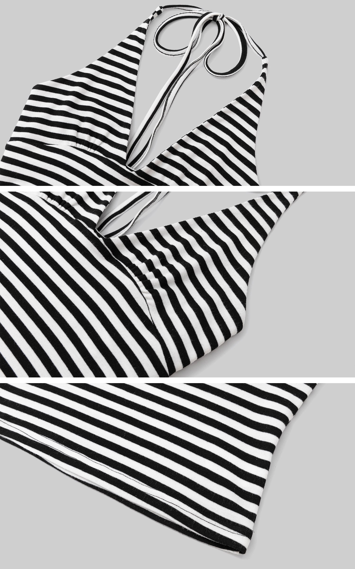 IAMXIAA Striped Halter Neck Flare Pants Set