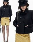 IAMXIAA Structured Shoulder Wool Double-Breasted Cropped Jacket