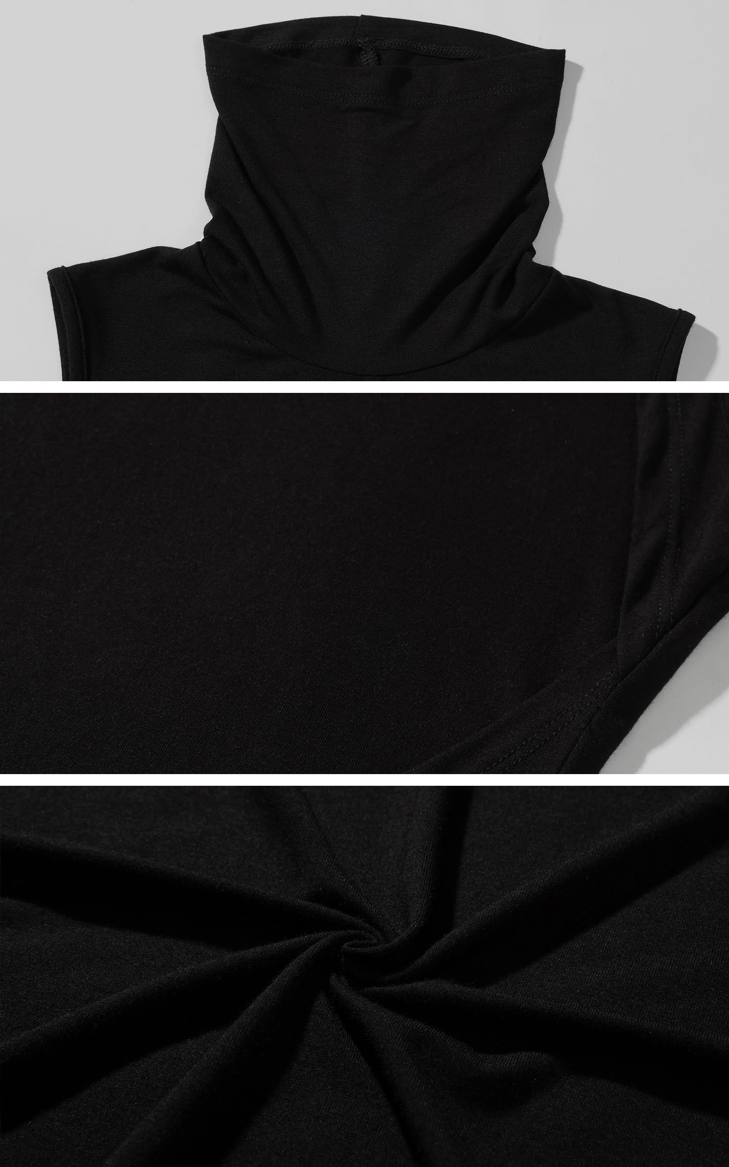 0122stepll Haut sans dos à col montant et sans manches