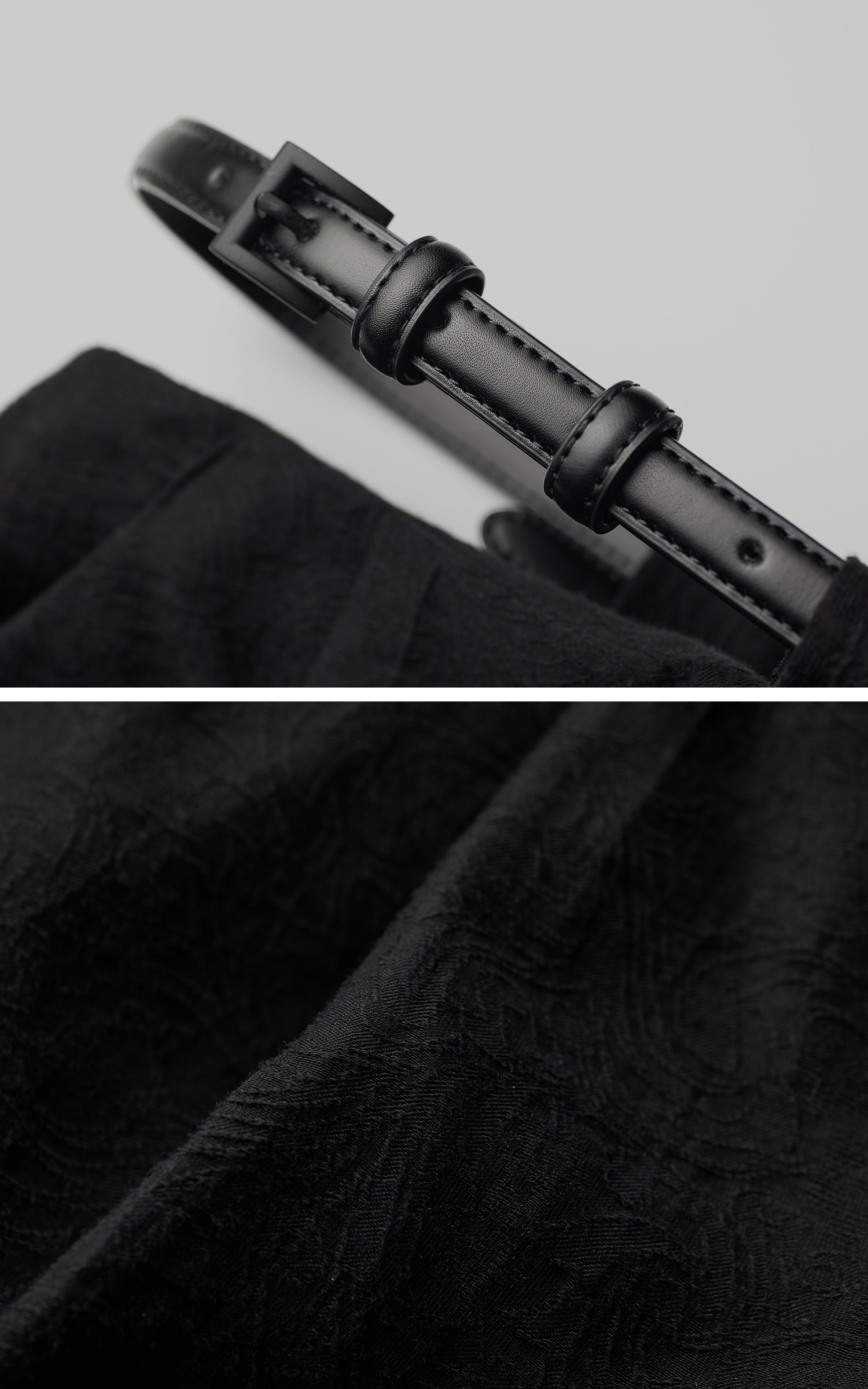 DOINDULGE Structured Wide-Leg Pants with Textured Detail and Sculpted Waistband