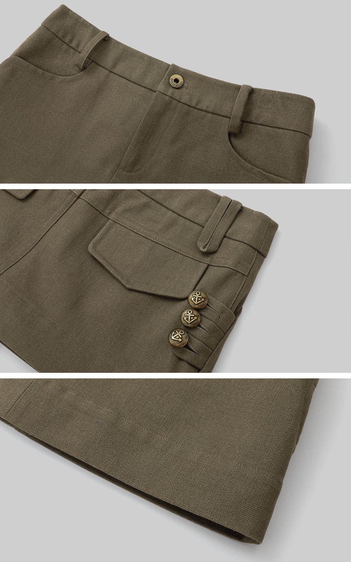IAMXIAA Military Button Low-Rise Mini Skirt