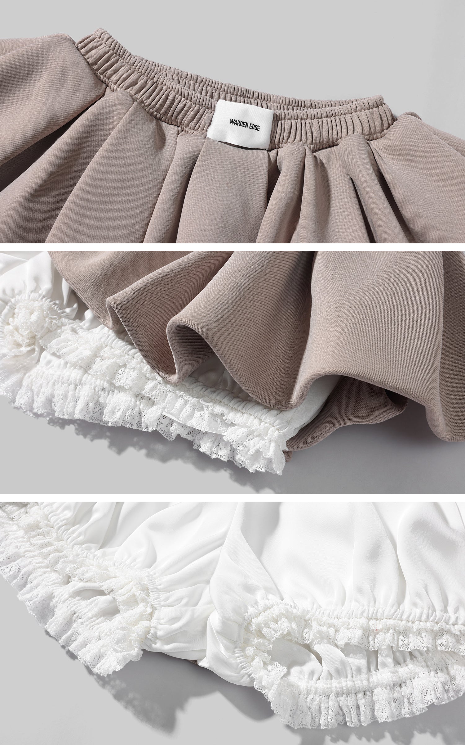 WARDEN EDGE 리본 후드 크롭 집업 후디 &amp; 플리츠 미니 스커트 세트