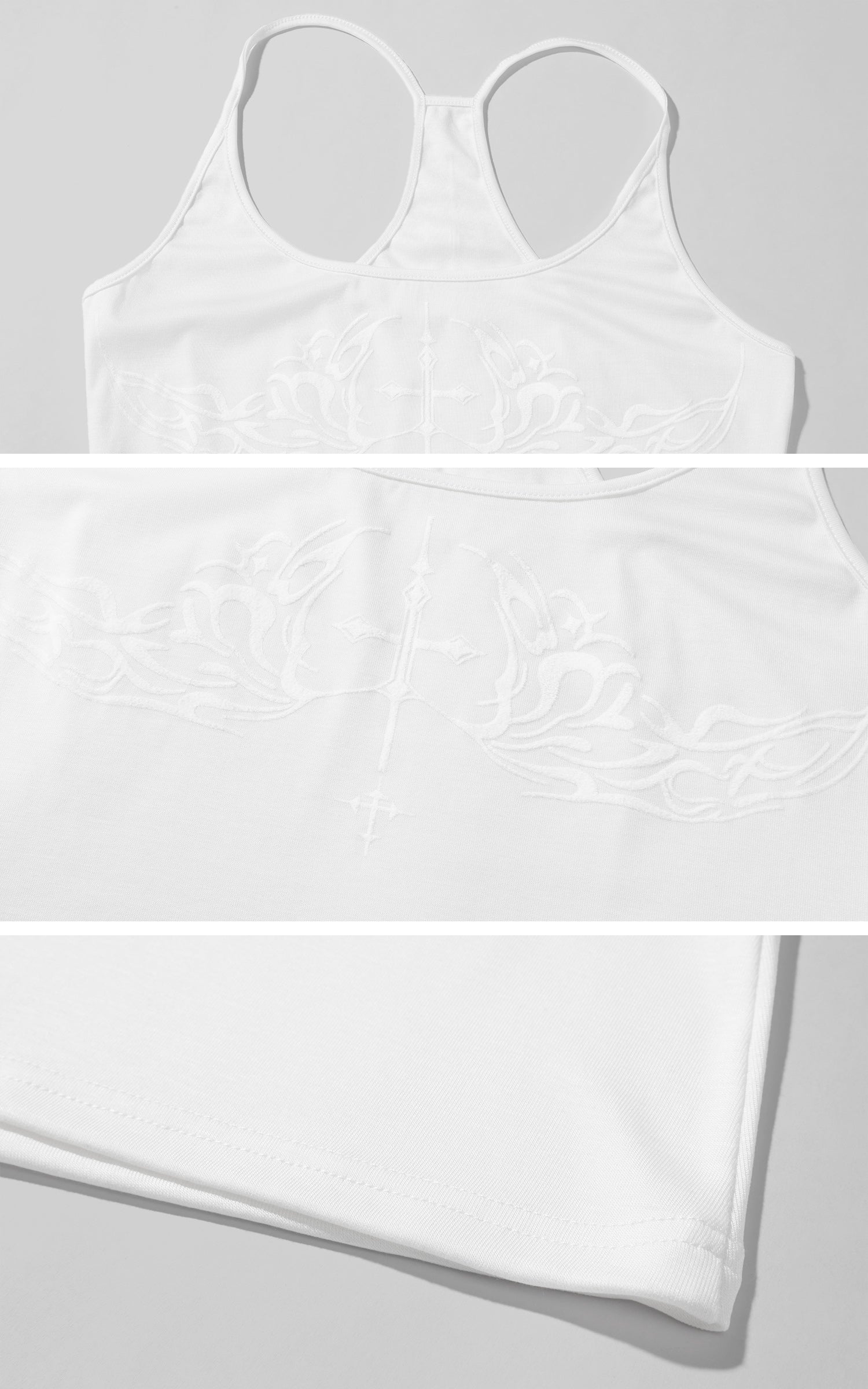 Rase le sol White Cross-Back Slim Knit Tank Top