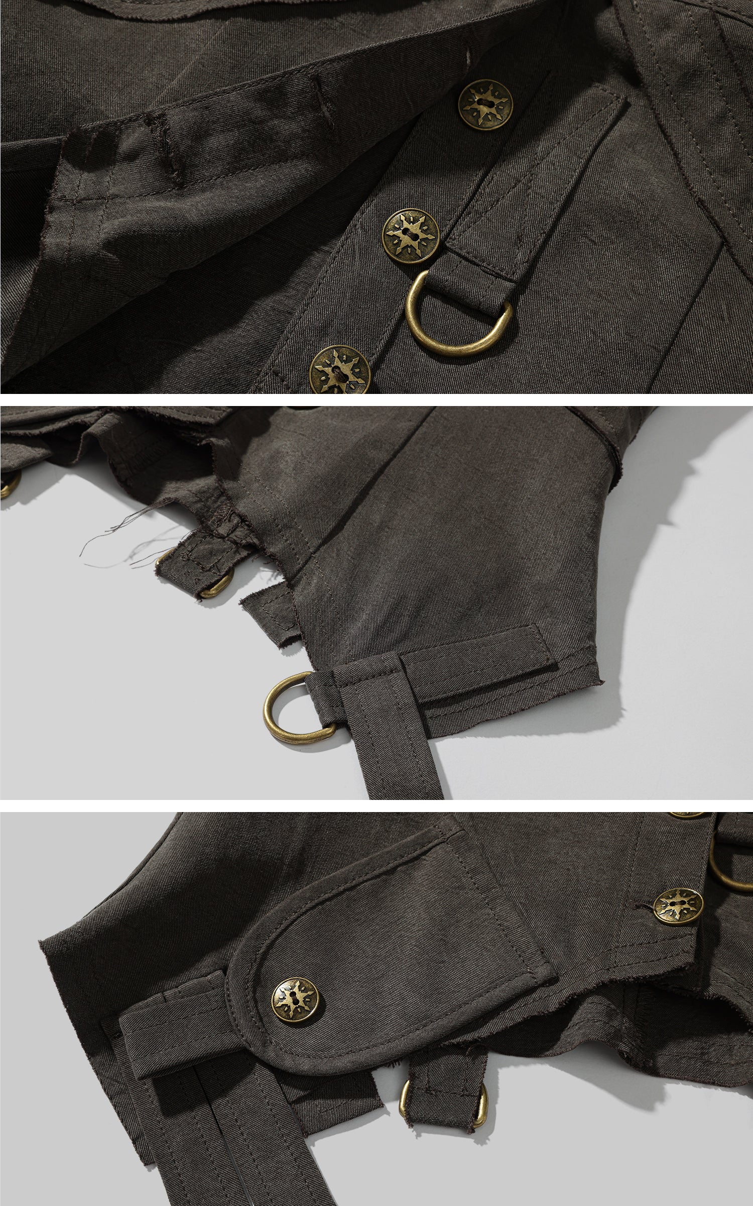 Low pixel Distressed Lace-Up Deep V Fitted Vest