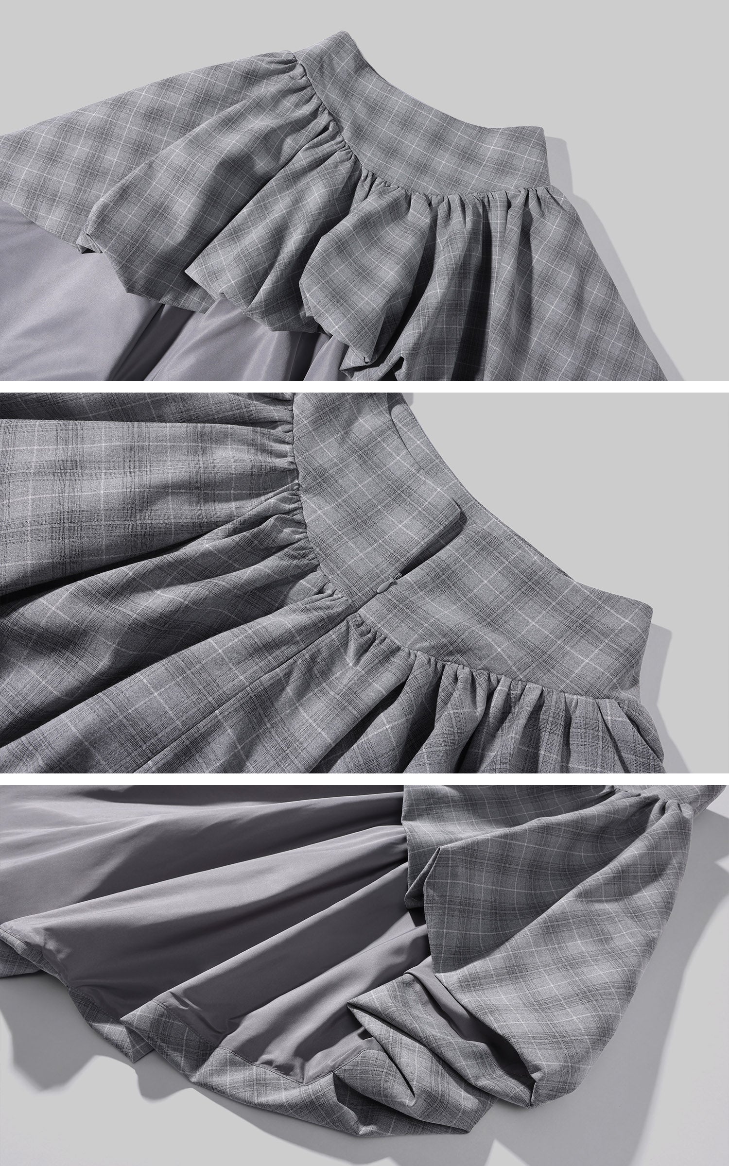 Rase le sol Plaid Tie-Front Top &amp; Asymmetric Layered Skirt Set