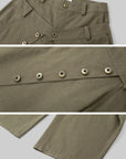 IAMXIAA Layered Waist Button Detail Wide-Leg Barrel Pants