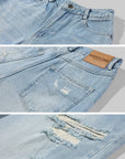 WARDEN EDGE Distressed Wide Leg Denim Pants