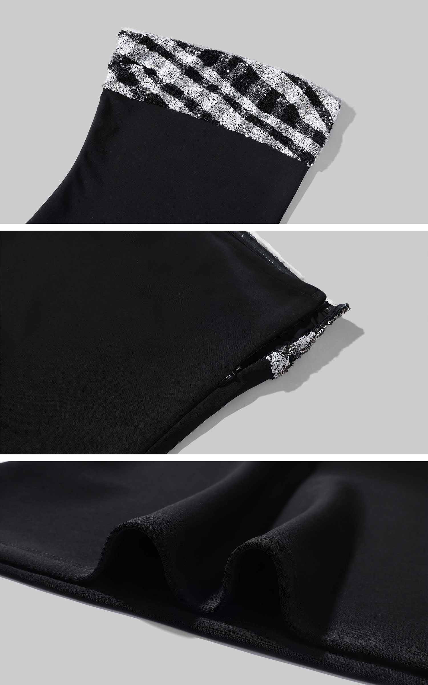 ROVENTE 스팽글 패널 스트랩리스 튜브 탑