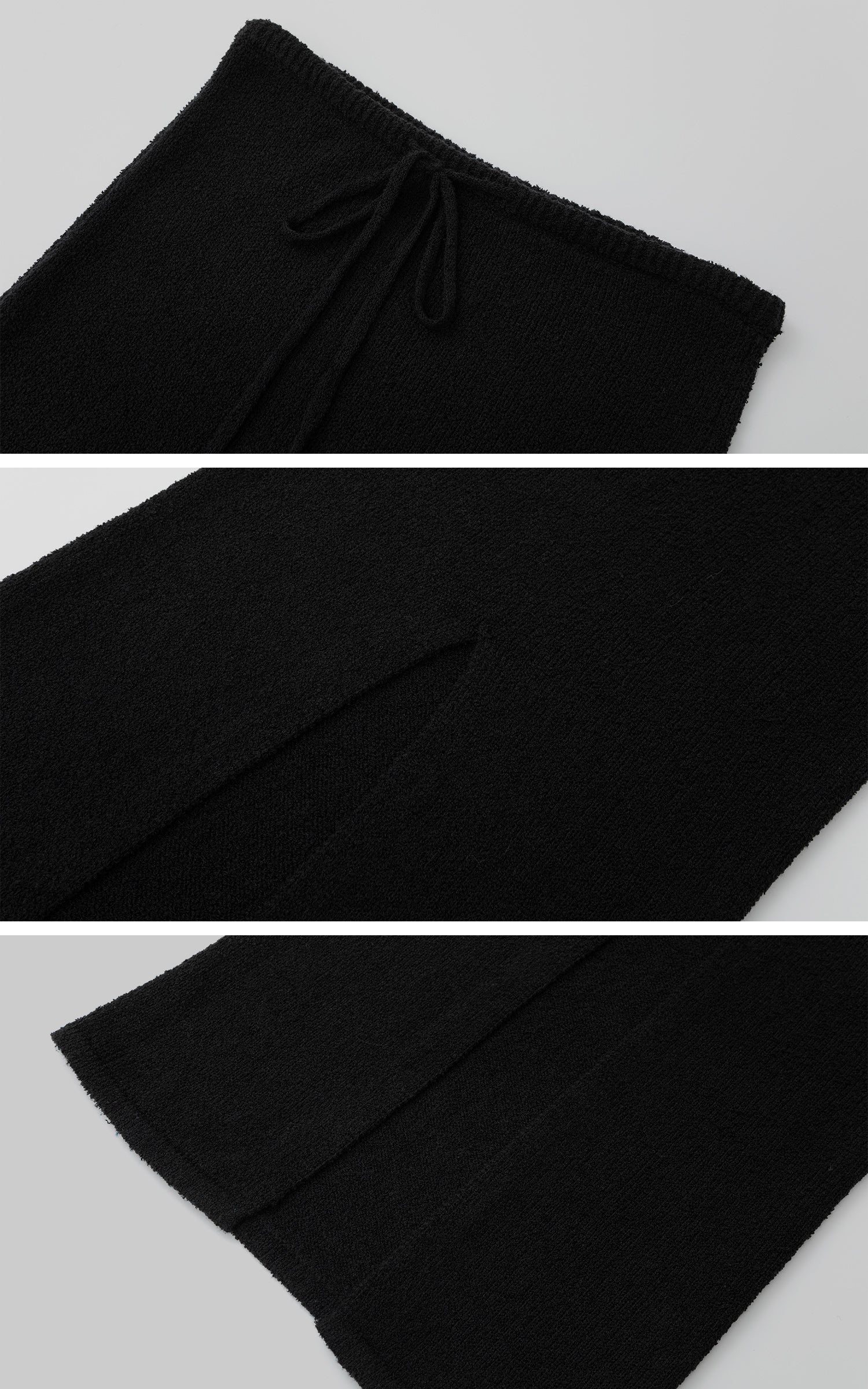 IAMXIAA ドローストリングウエストとバックスリット付きニットマキシスカート