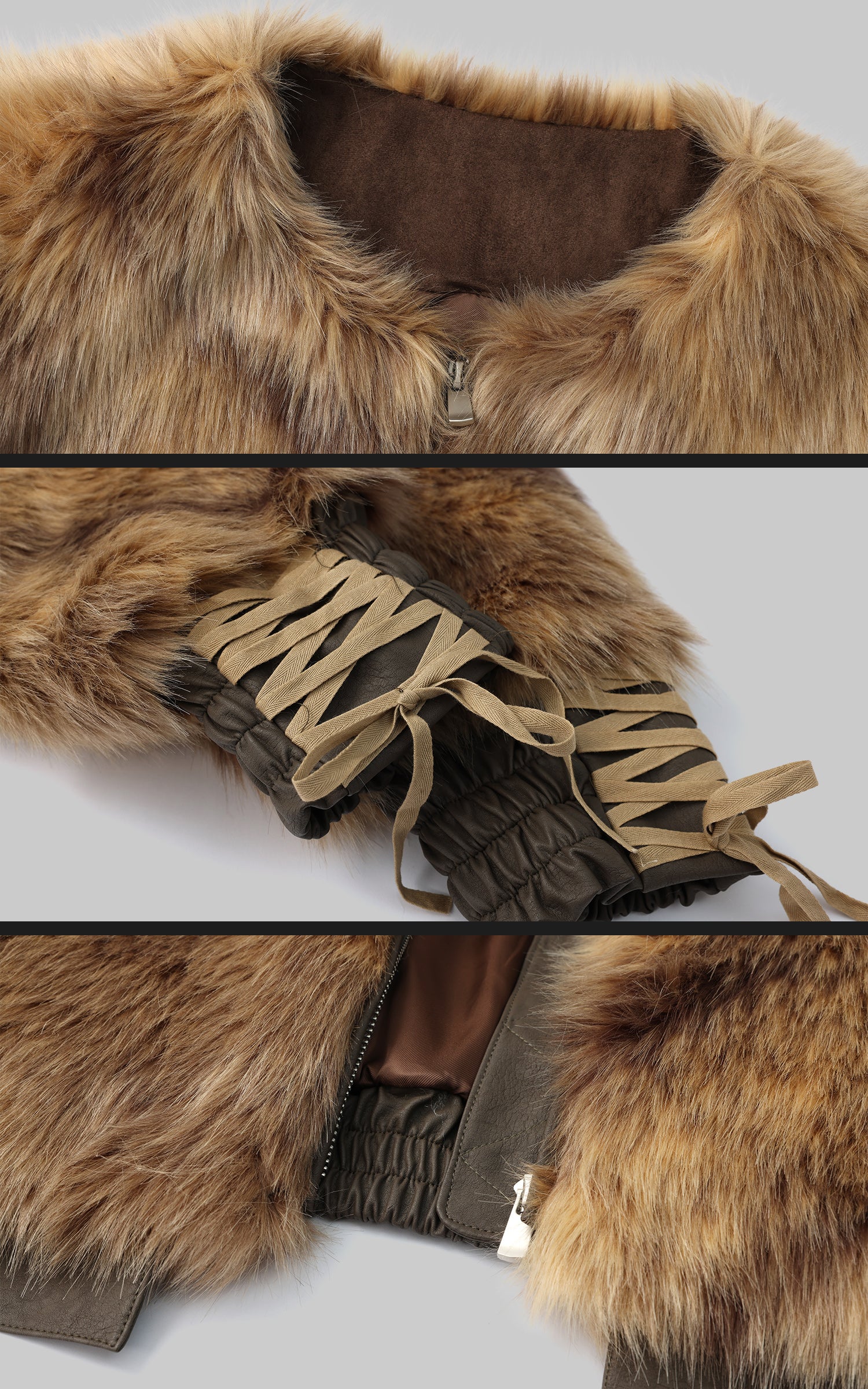 WARDEN EDGE Faux Fur Jacket with Suede and PU Leather Accents