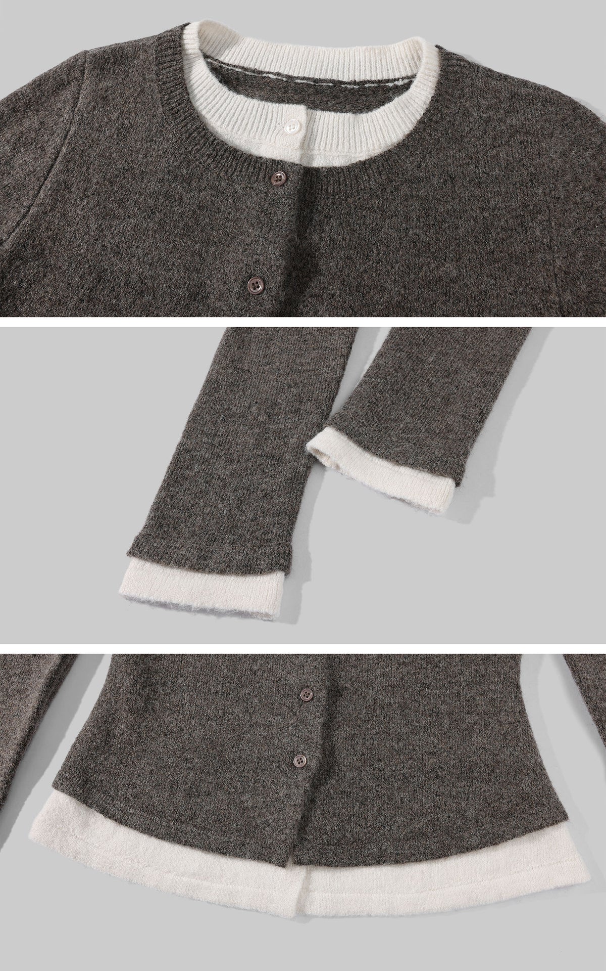 WARDEN EDGE Faux-Layered Asymmetric Knit Cardigan
