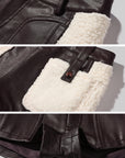 WARDEN EDGE Short en similicuir à empiècements avec détails contrastés en shearling