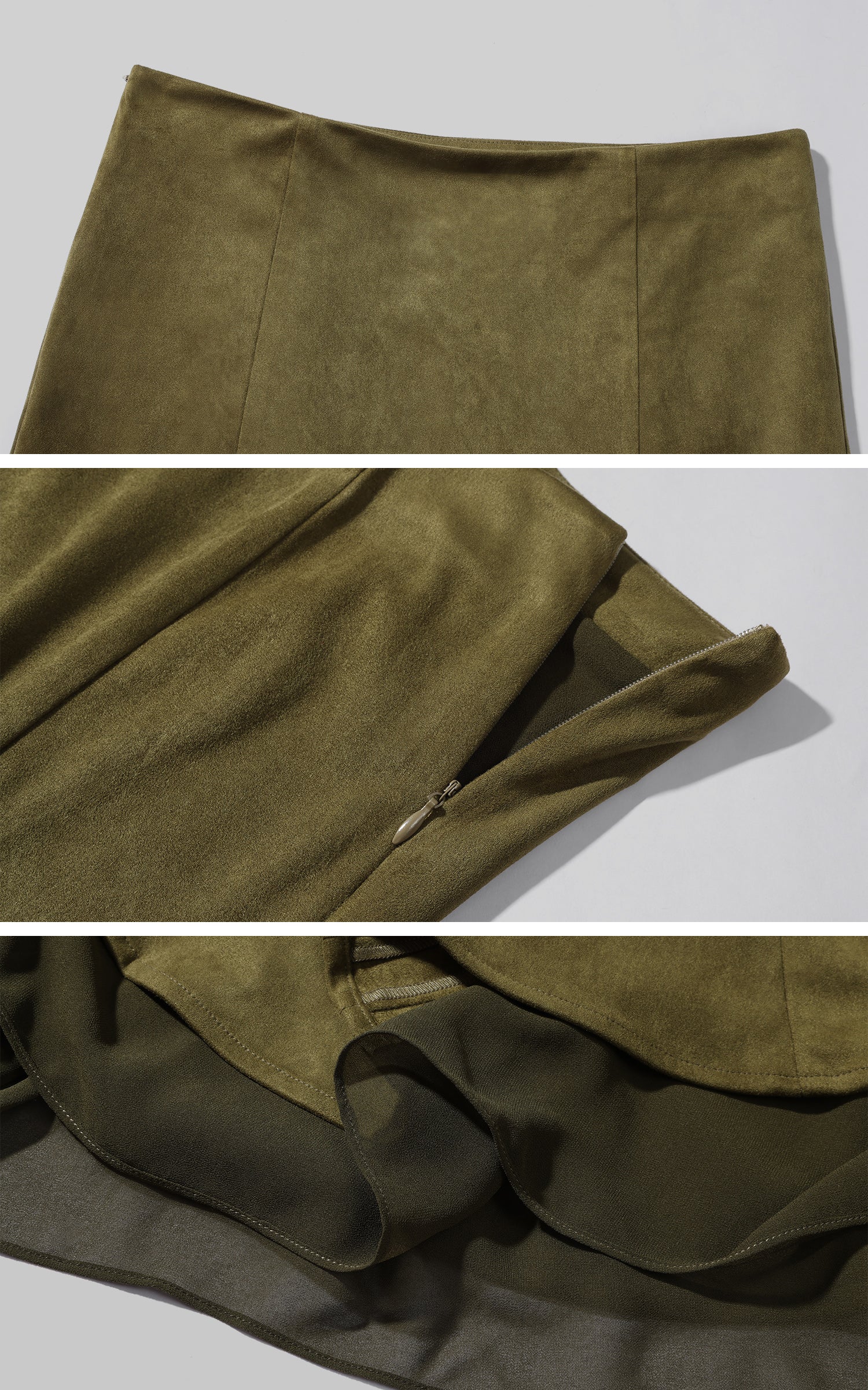 ROVENTE 페이크 스웨이드 케이프 &amp; 미디 스커트 세트