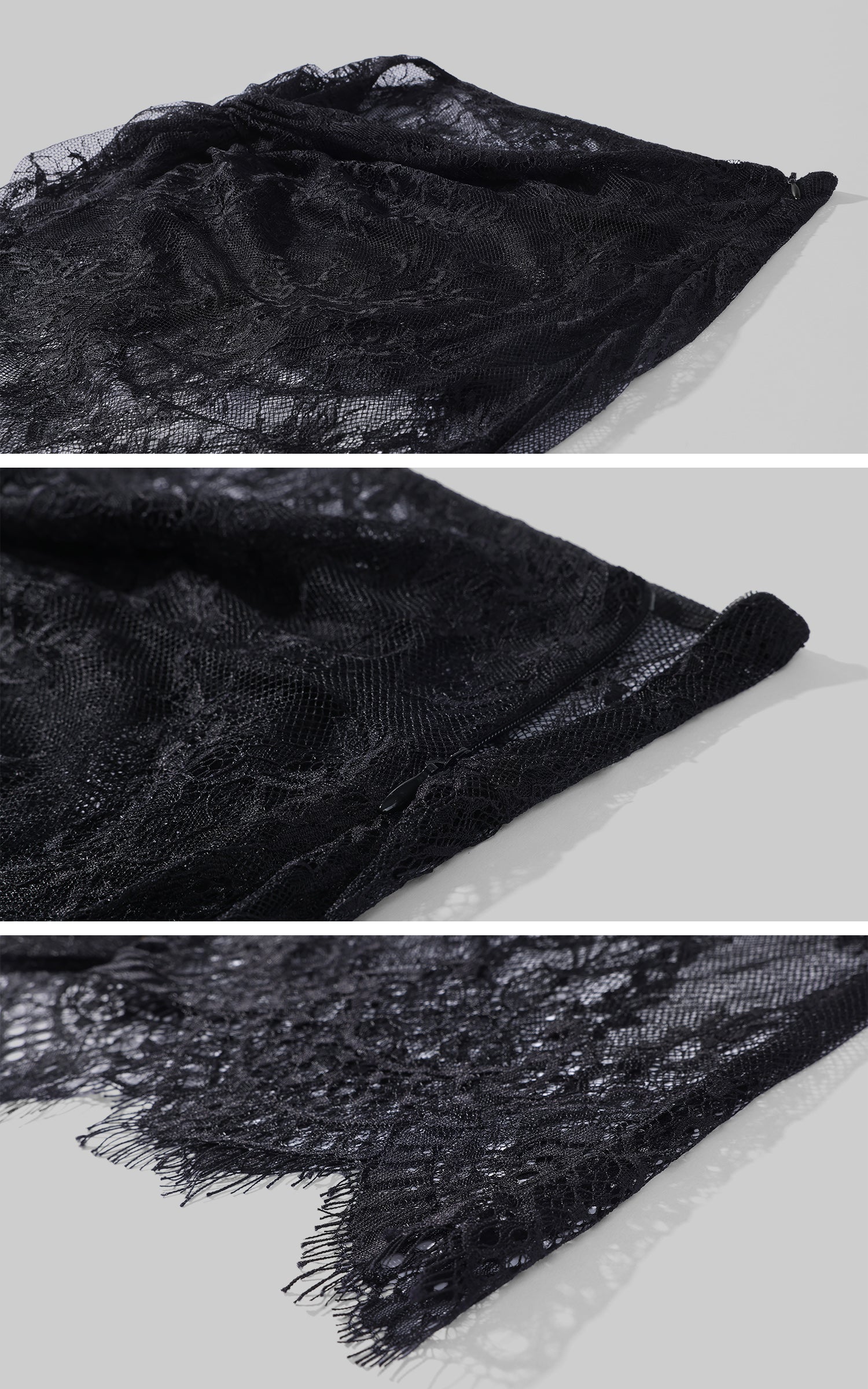 0122stepll Sheer Ruffle Lace Top &amp; Draped Lace Skirt Set