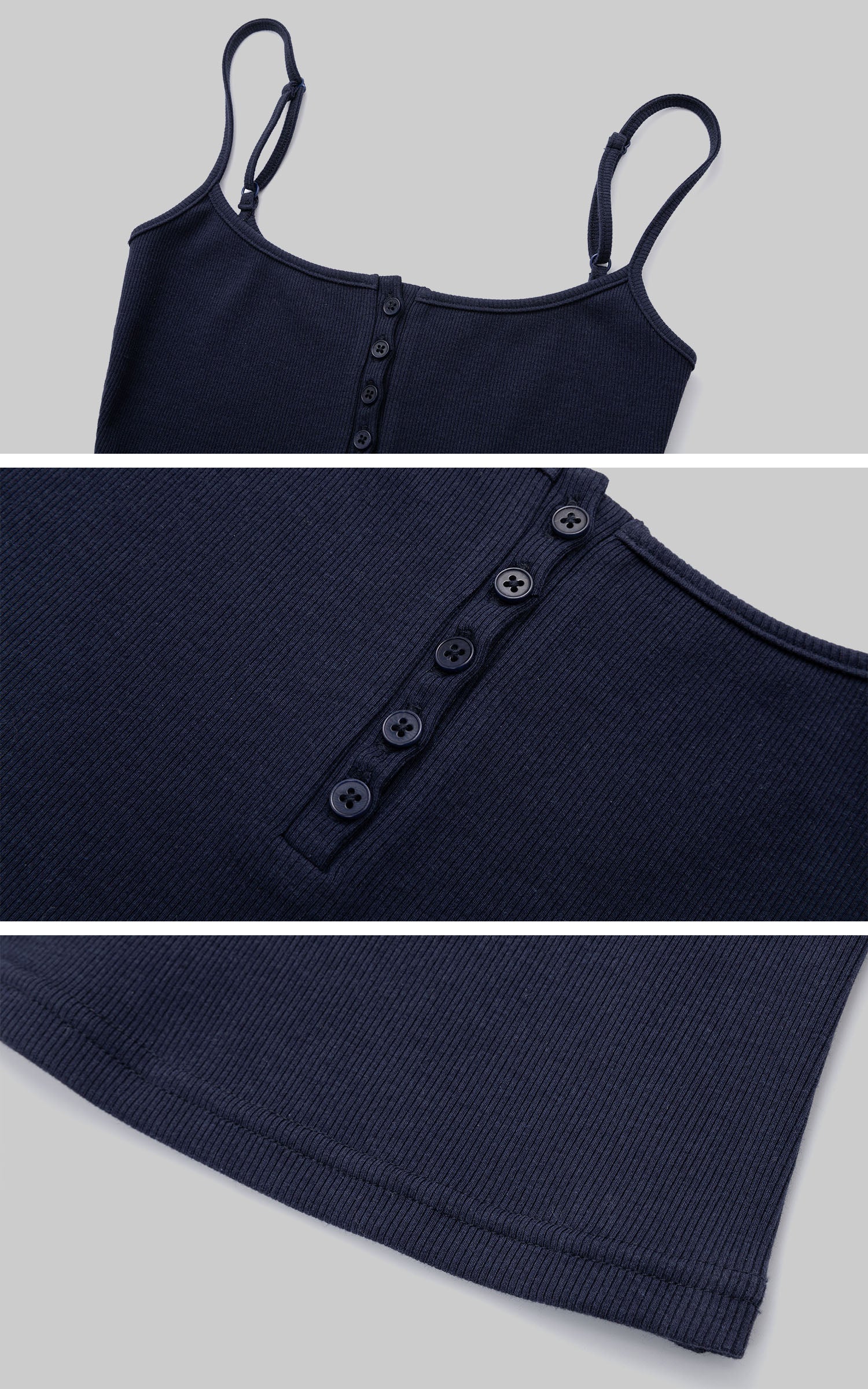 IAMXIAA Ribbed Button Fitted Camisole Top