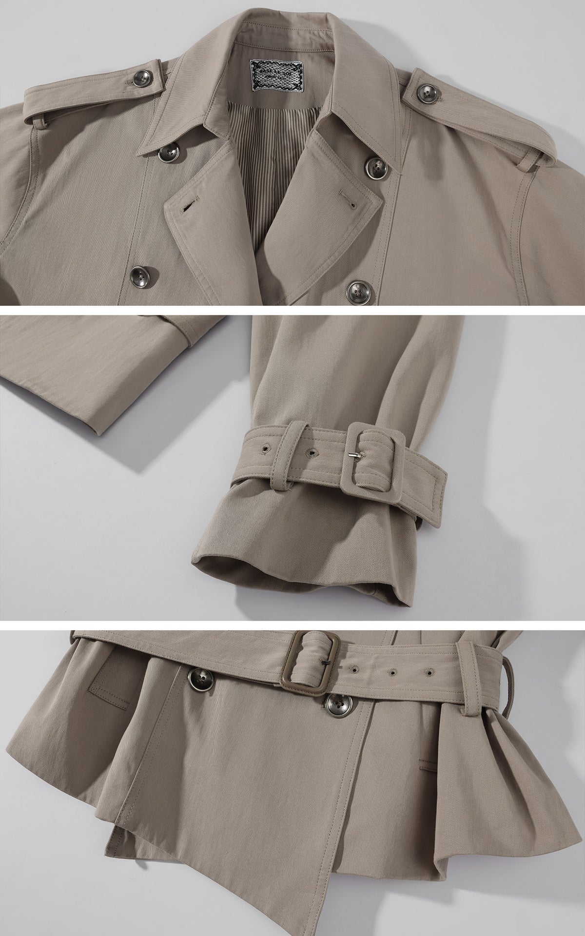 Rase le sol Belted Double-Breasted Sculpted Trench Jacket