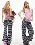 IAMXIAA Layered Camisole & Striped Wide-Leg Pants Set