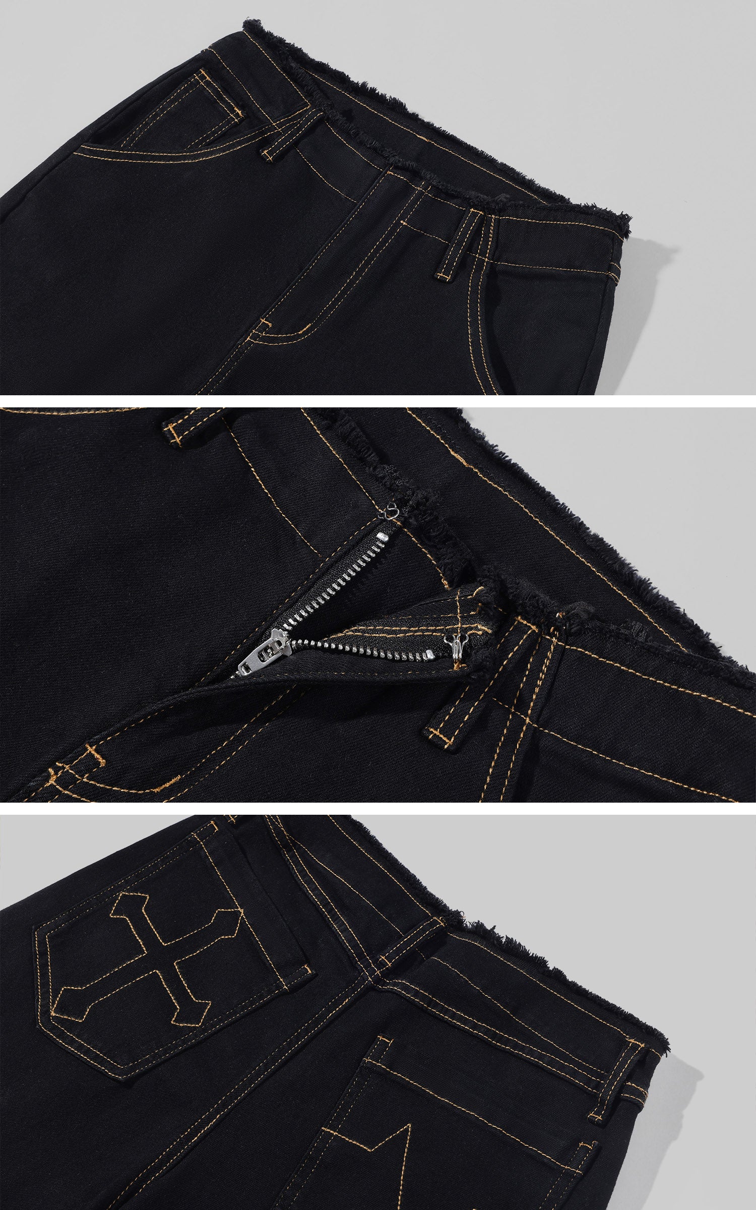 Rase le sol Pantalon en jean évasé à bords bruts
