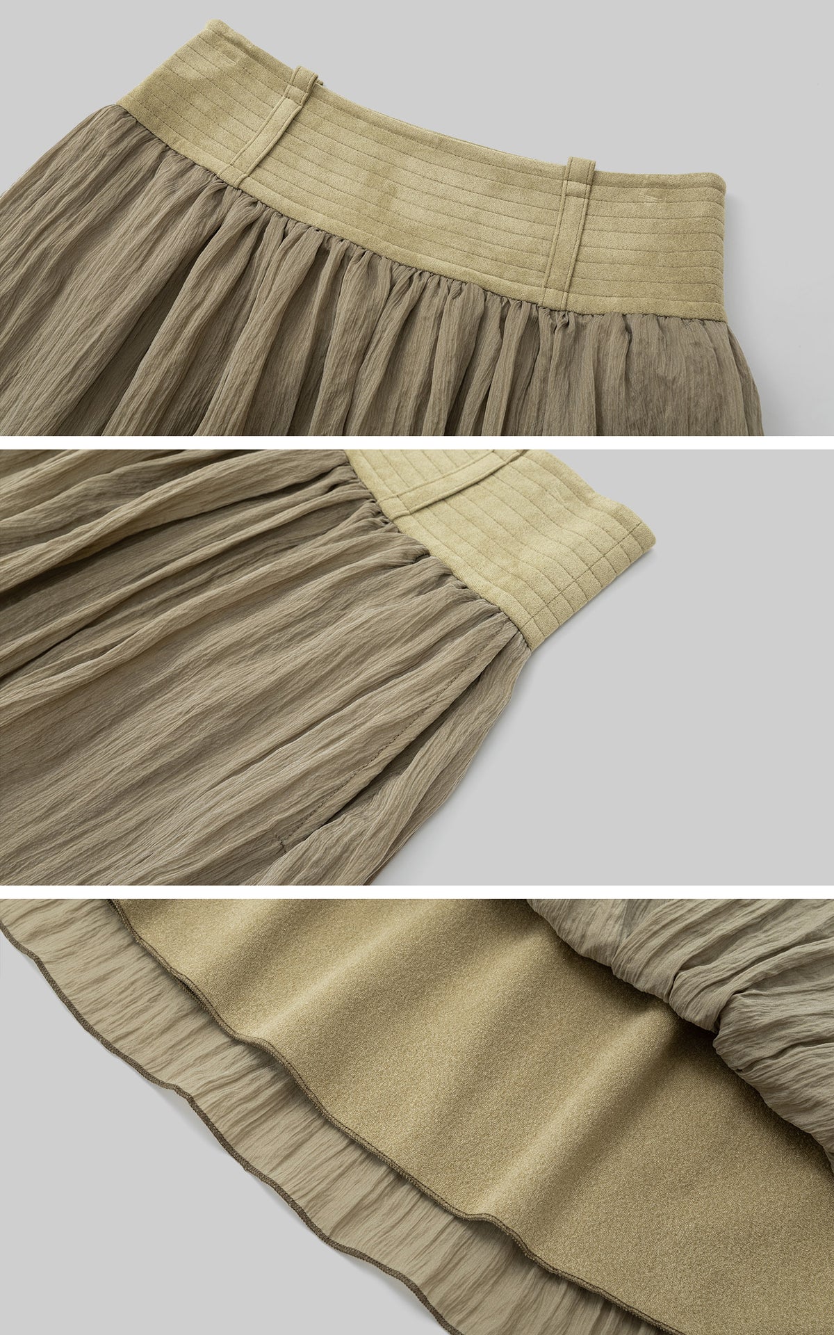 IAMXIAA Structured Waist Crinkle Midi Skirt