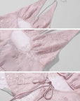 Hydrae Sheer Embroidered Halter Top