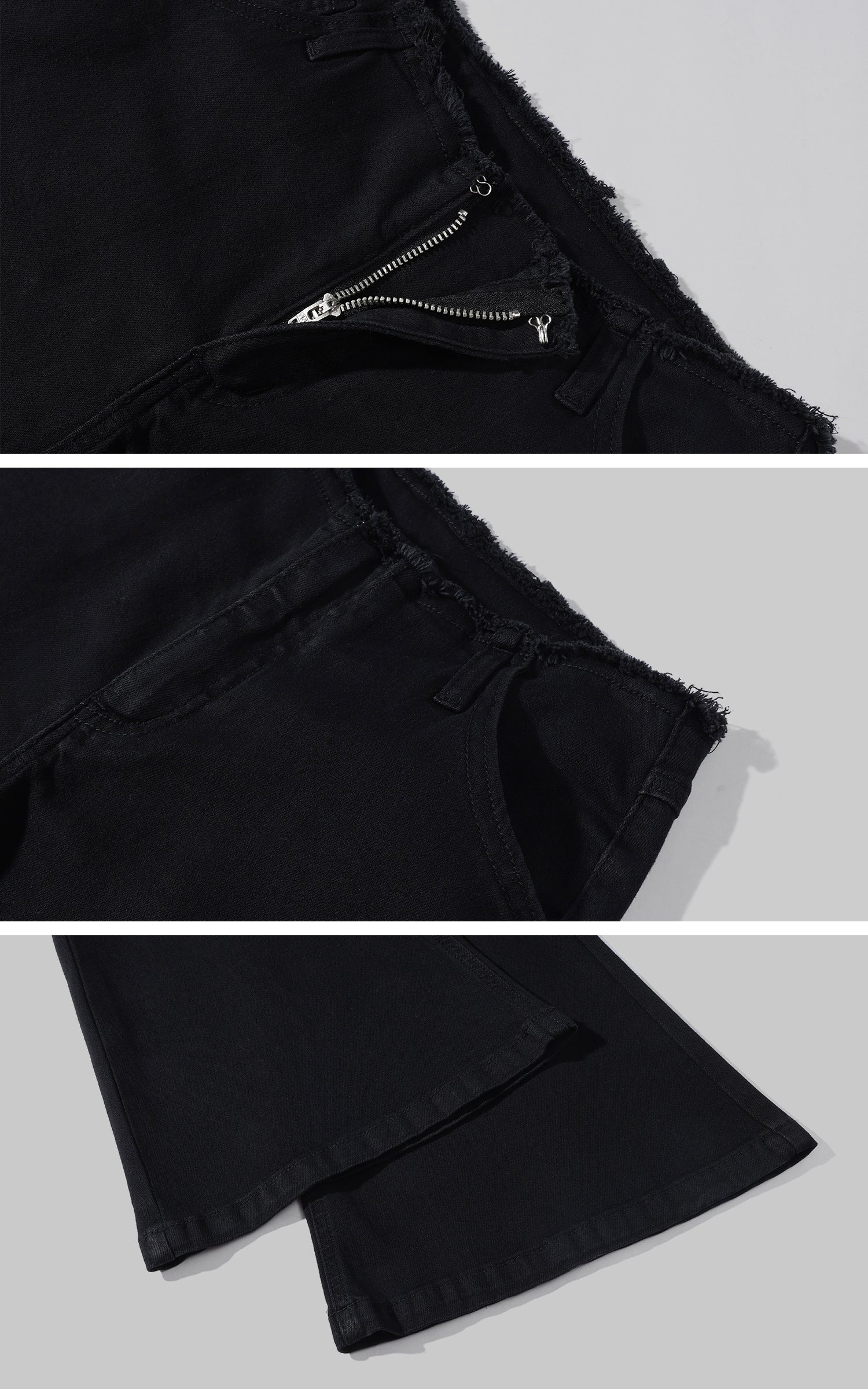 Rase le sol くびれのあるスリットヘム付きローライズフレアジーンズ