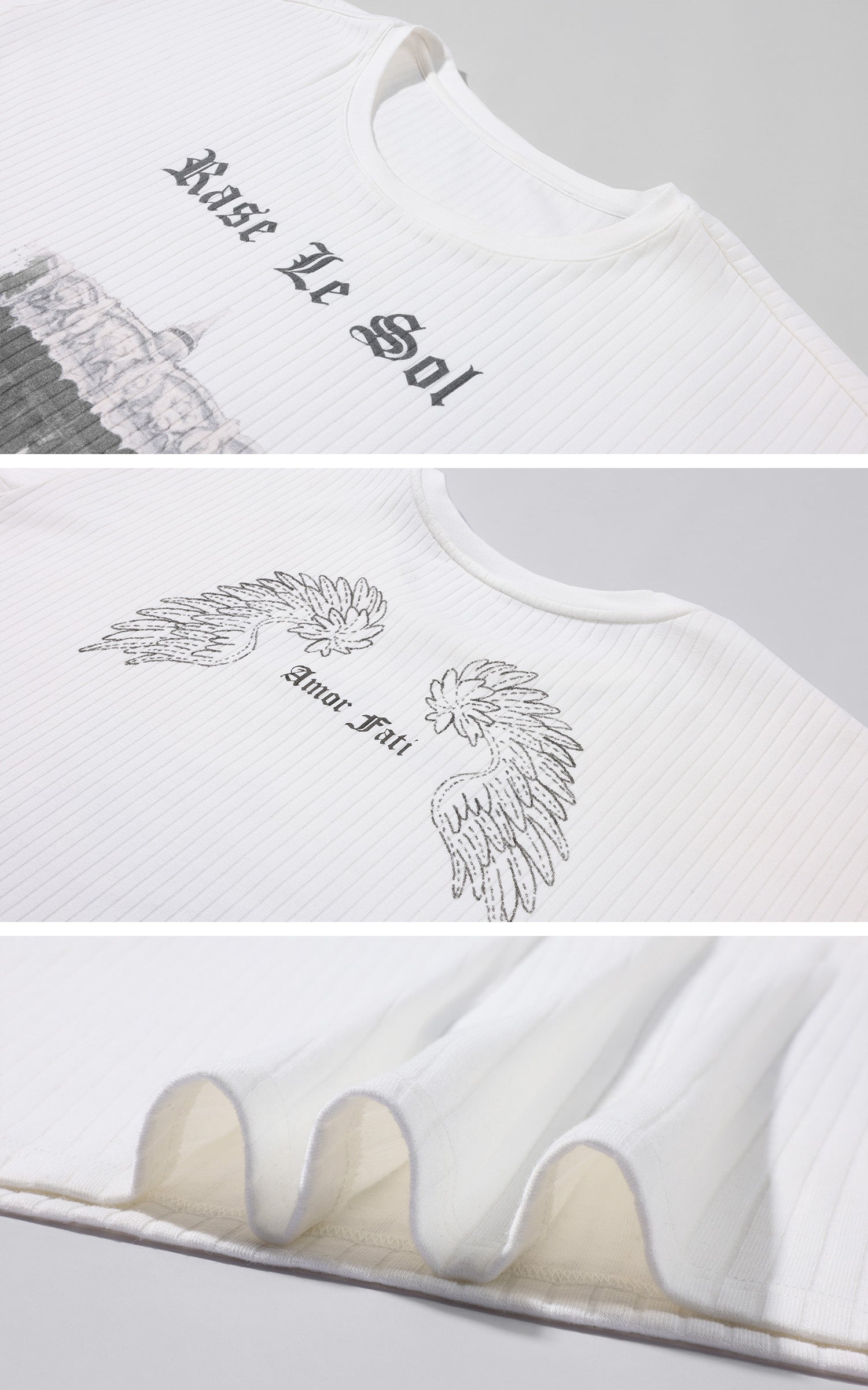 Rase le sol T-shirt graphique vintage délavé "Amor Fati"
