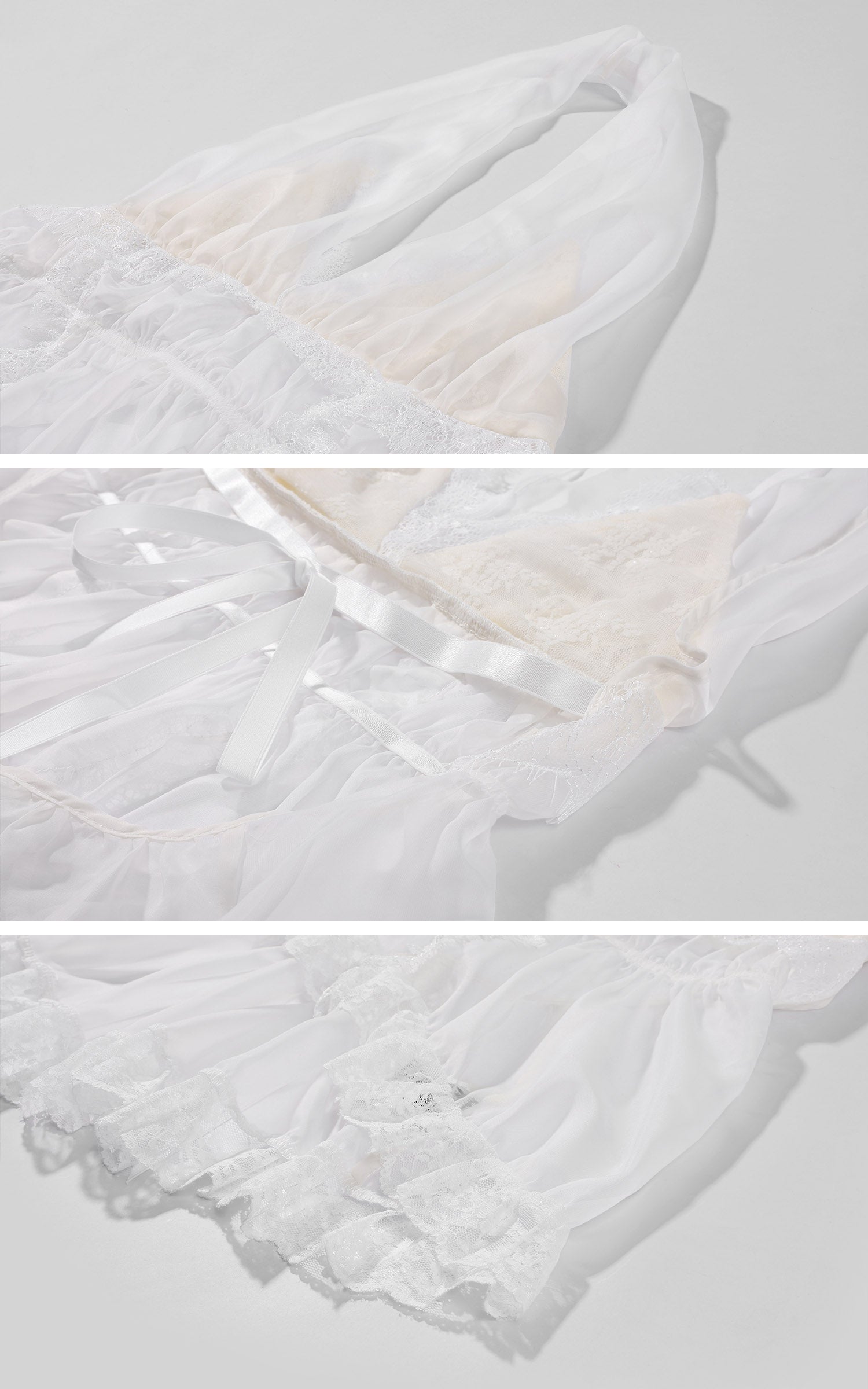 Rase le sol Layered Sheer Lace &amp; Ribbon-Tied Halter Top