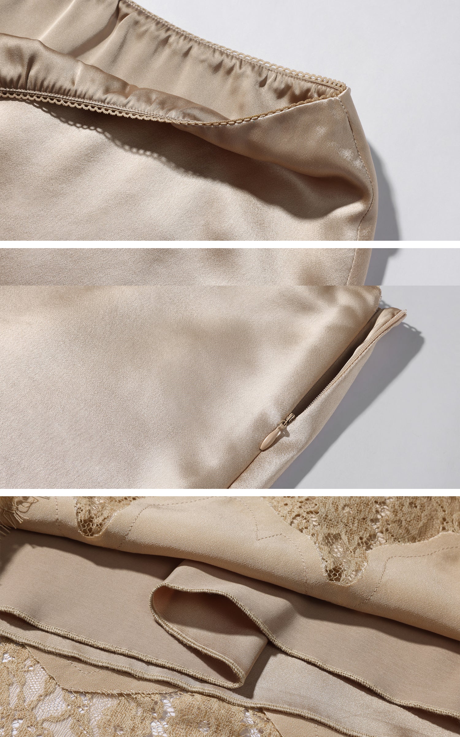 レーストリム サテンミディスカート