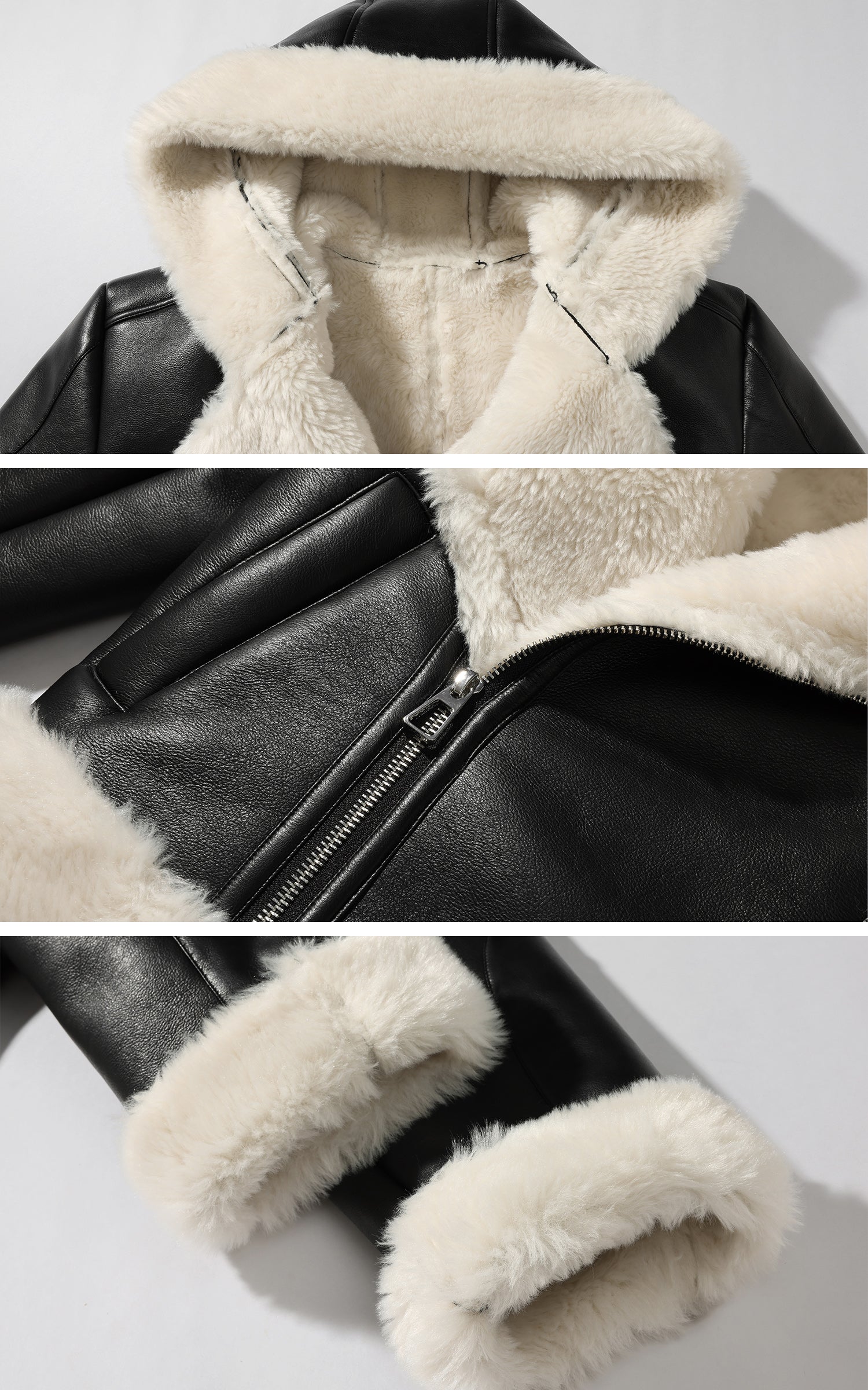 WARDEN EDGE フェイクシアリング クロップドフードジャケット