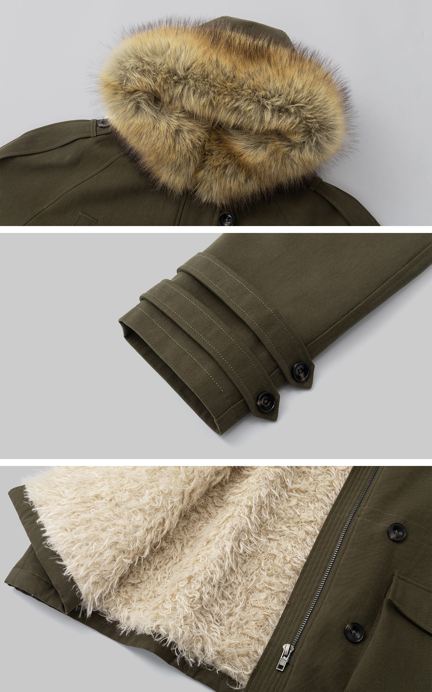 IAMXIAA Faux Fur Hooded Utility Jacket