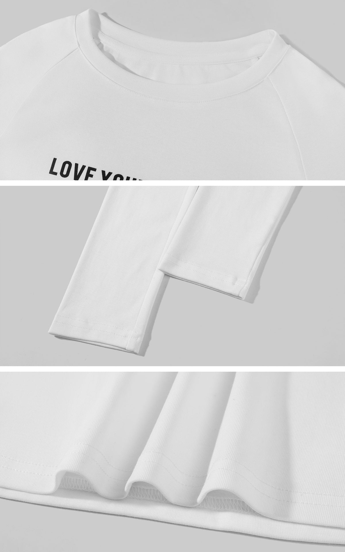 WARDEN EDGE Love Yourself Graphic Cropped Long Sleeve Top