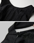 DOINDULGE Sleeveless Draped Maxi Dress with Hand-Tied Bead Embellishment and Sculpted Waist