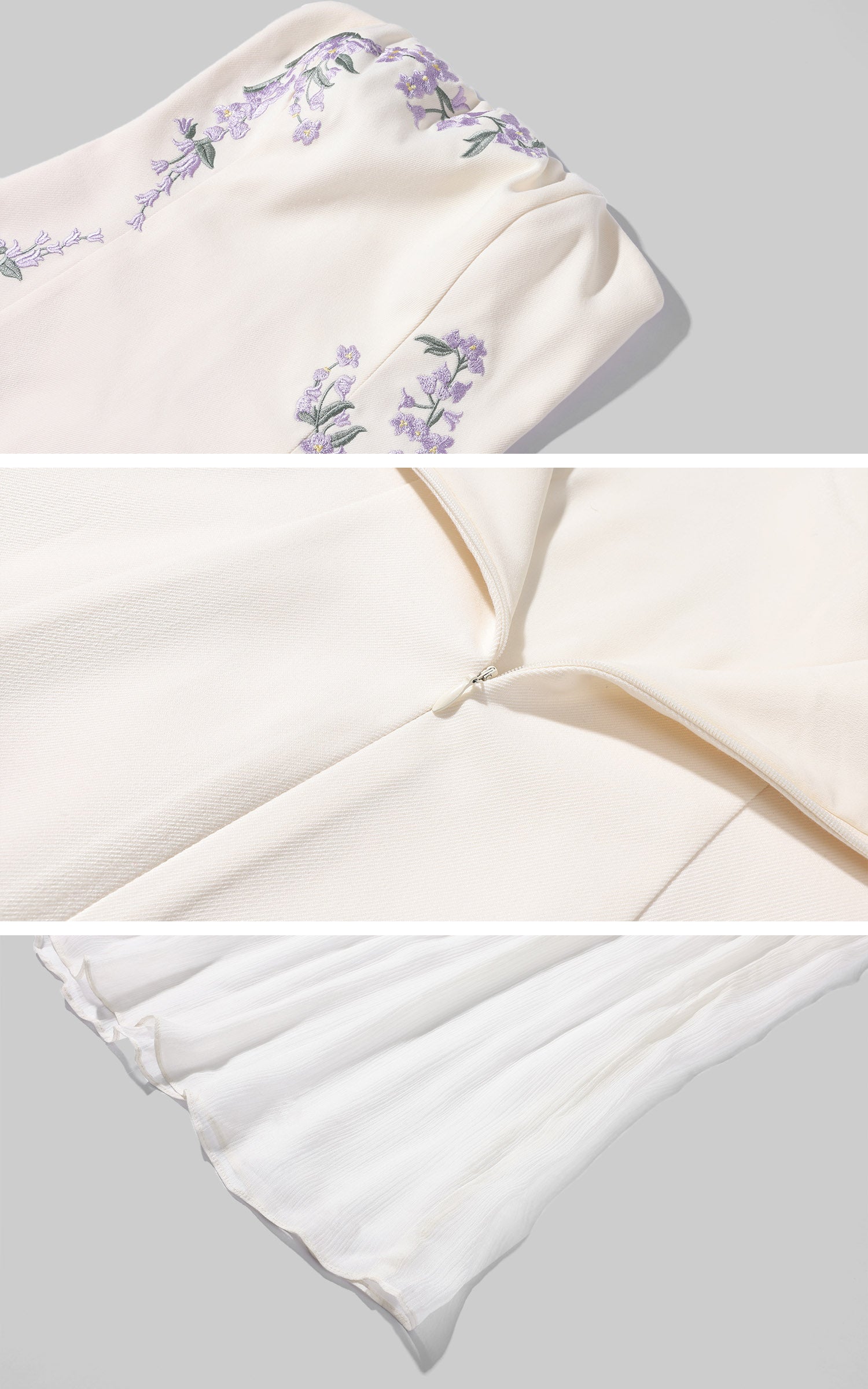 Hydrae Strapless Embroidered Mesh Panel Maxi Dress